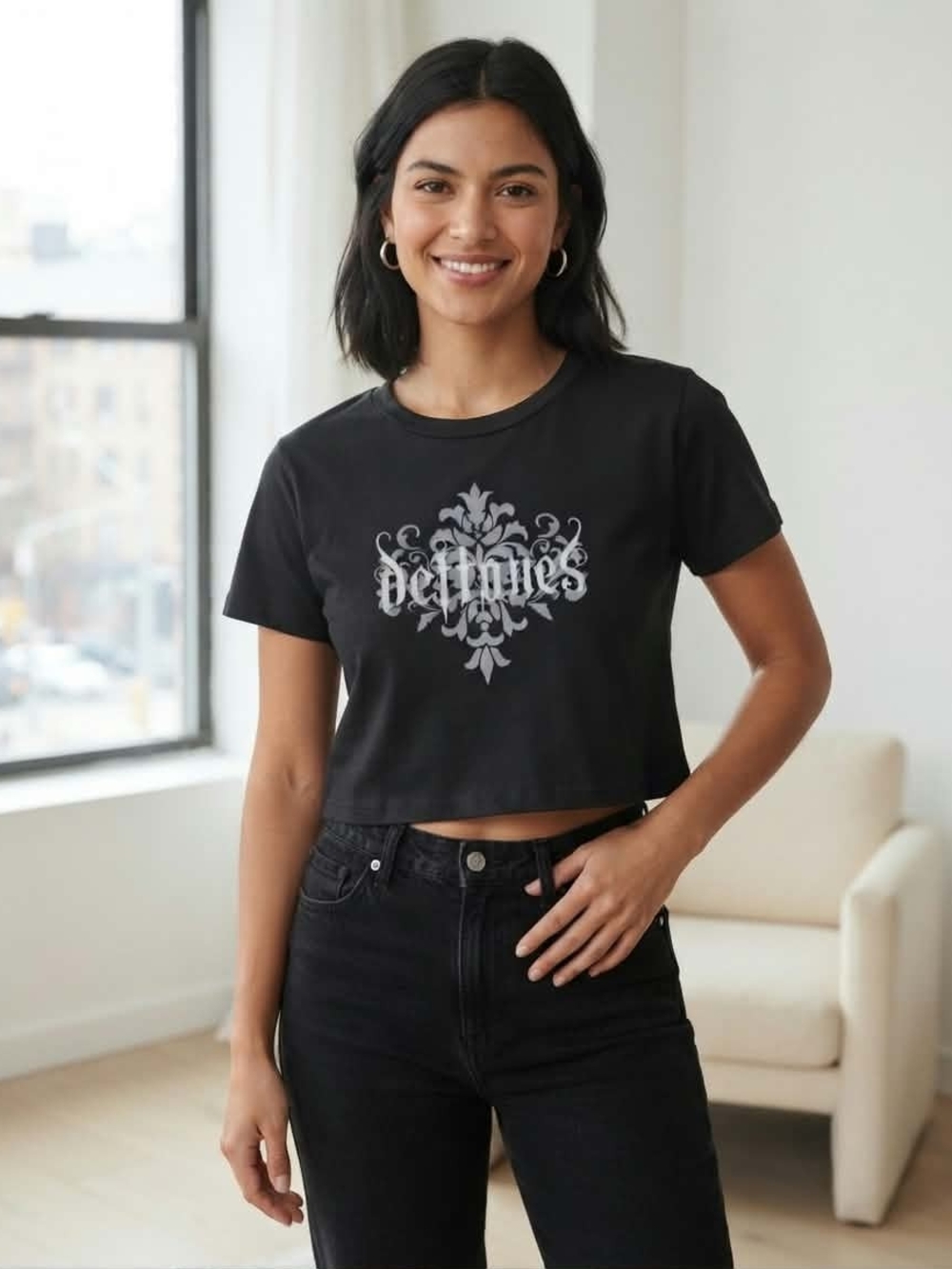 Deftones Graphic Cropped Tee / Short Sleeve Top Size M